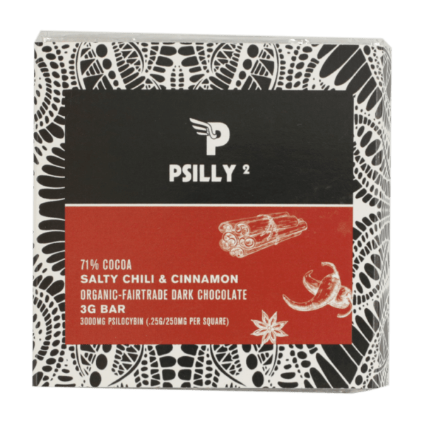 Psilly - Dark Chocolate Bar - Salty Chili & Cinnamon | Shroomyz Canada